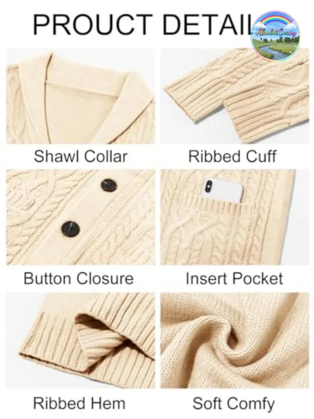 Shawl Collar Cable Knit Button Down Cardigan Sweater